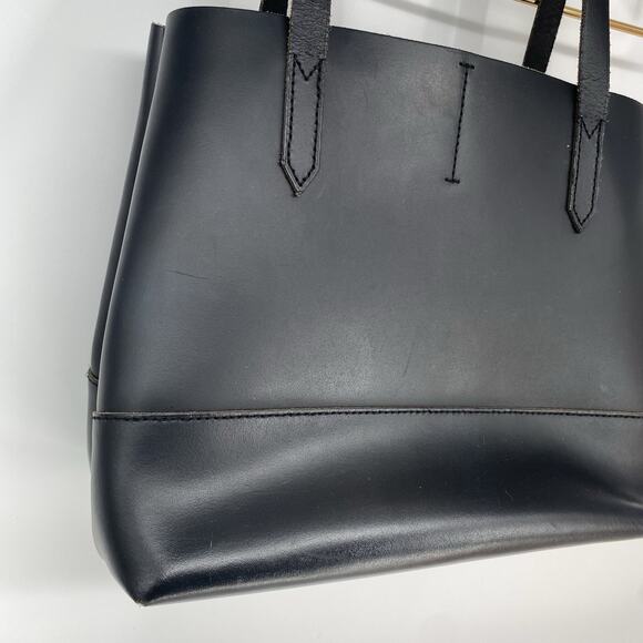 J Crew All Leather Black Uptown Tote Bag Purse - Picture 3 of 10